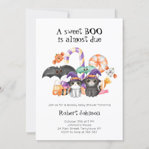 Invitación Un dulce Baby Shower con temas de Halloween