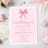 Un dulce bebé niña rosada Bow Baby Shower