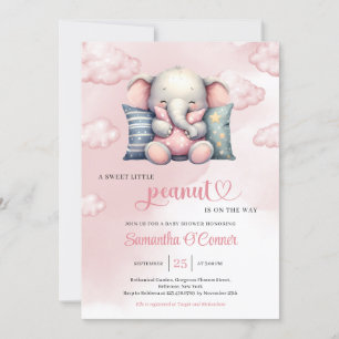 Invitación Un dulce cacahuete lindo elefante en la nube