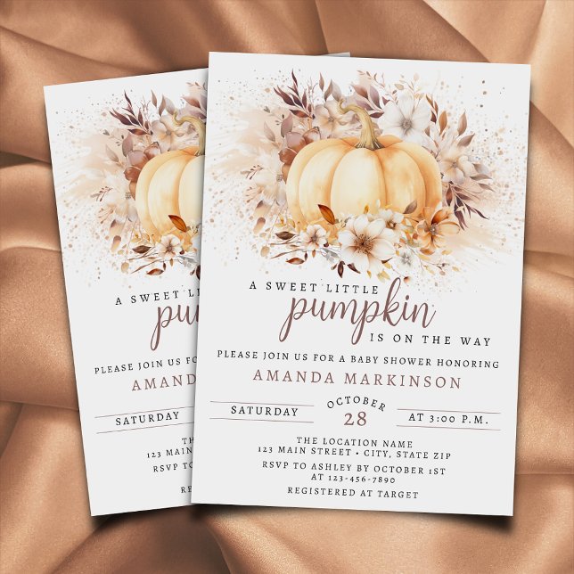 Invitación Un dulce calabaza de Baby Shower neutral (Subido por el creador)