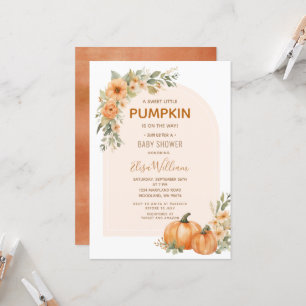 Invitación Un dulce calabaza floral de otoño en Baby Shower