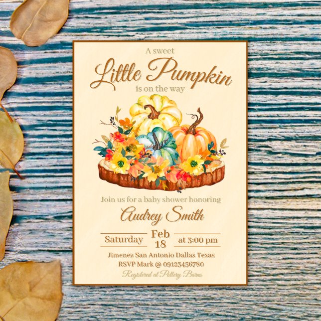 Invitación Un dulce calabaza pequeña Baby Shower (A Sweet Little Pumpkin Baby Shower Invitation)