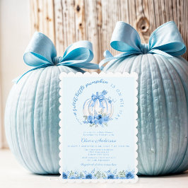Invitación Un dulce calabaza pequeña sopla Baby Shower azul
