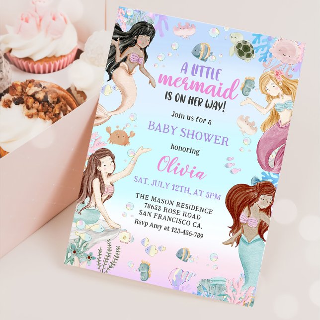 Invitación Un dulce Chica de sirena Fiesta Baby Shower (Subido por el creador)