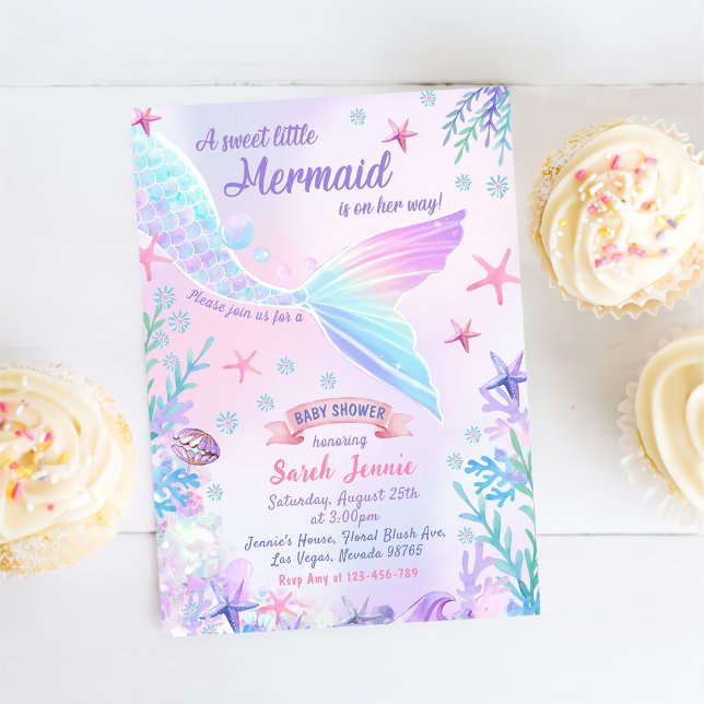 Invitación Un dulce Chica de sirena Fiesta Baby Shower (Subido por el creador)