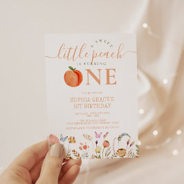 Invitación Un dulce Chica Peach primer cumpleaños