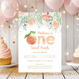 Invitación Un dulce Chica Peach primer cumpleaños
