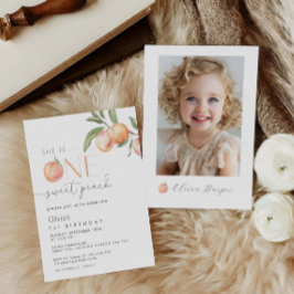 Invitación Un dulce Chica Peach primer cumpleaños