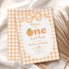 Invitación Un dulce Chica Peach primer cumpleaños