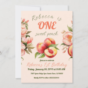 Invitación Un dulce Chica veraniego floral primer cumpleaños