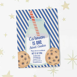 Invitación Un dulce Cookie Blue Boys primer cumpleaños