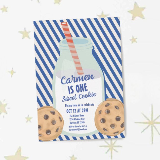Invitación Un dulce Cookie Blue Boys primer cumpleaños (Subido por el creador)
