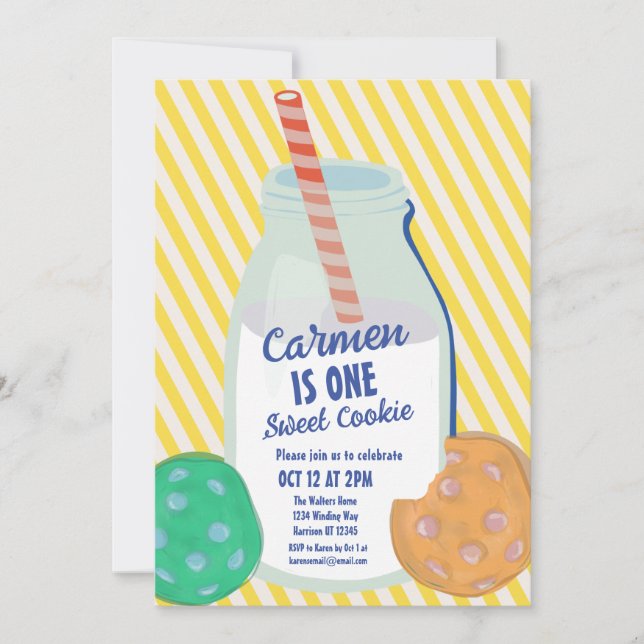 Invitación Un dulce Cookie Colorful Primer Cumpleaños (Anverso)