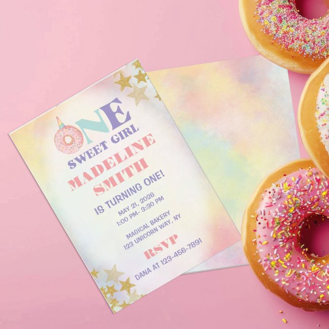 Invitación Un Dulce Cumpleaños de Donas Unicornio Pastel (Subido por el creador)