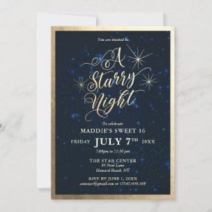 Invitación Un dulce de noche estrellado 16 cumpleaños