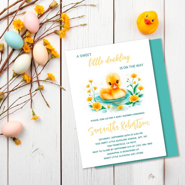 Invitación Un Dulce Duckling Está En Camino De Baby Shower (Subido por el creador)
