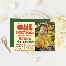 Invitación Un dulce dulce- Retro Peach 1er cumpleaños Photo
