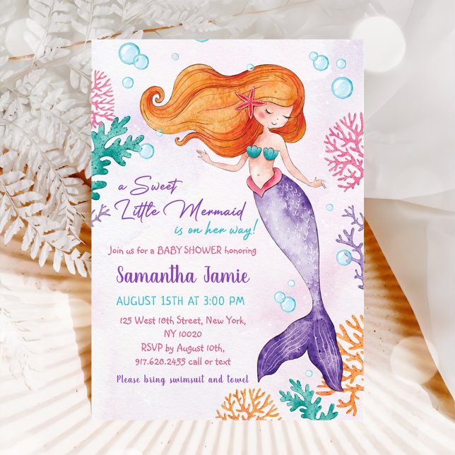 Invitación Un dulce Fiesta de Baby Shower de Sirena (Subido por el creador)