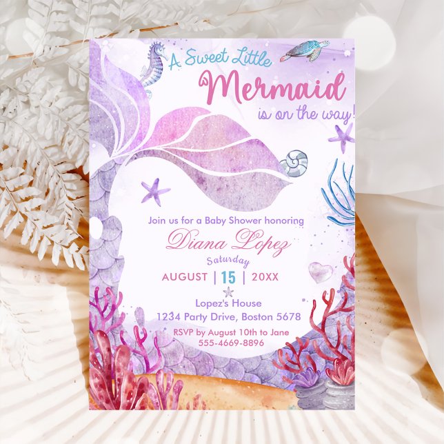 Invitación Un dulce Fiesta de Baby Shower de Sirena (Subido por el creador)