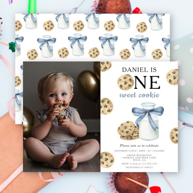 Invitación Un dulce galleta y la leche primer cumpleaños (Subido por el creador)