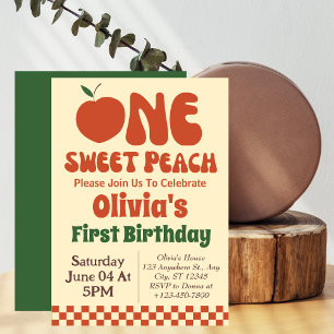 Invitación Un Dulce Melocotón - Cumpleaños Retro de Melocotón