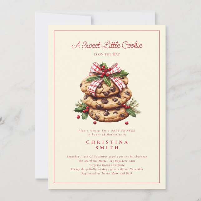 Invitación Un dulce Navidad de cookies Baby Shower (Anverso)