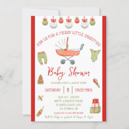 Invitación Un dulce Navidades, rojo y verde, Baby Shower