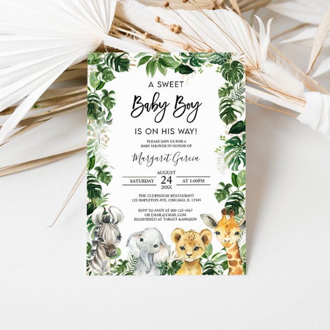 Invitación Un dulce niño bebé Jungle Safari Animales Baby Sho (Subido por el creador)