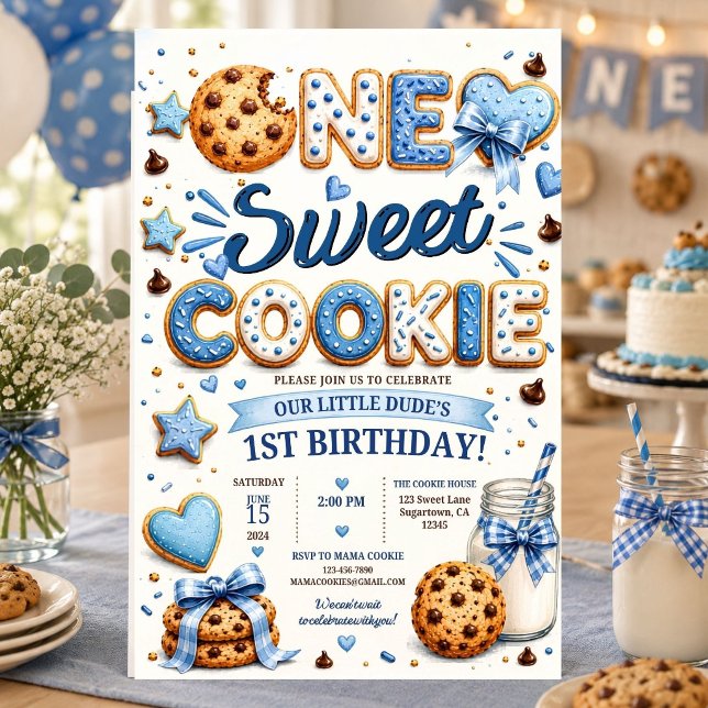 Invitación Un Dulce Niño de Galleta Cumpleaños Azul  (Subido por el creador)