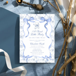 Invitación Un dulce niño pequeño y dulce oso azul Baby Shower