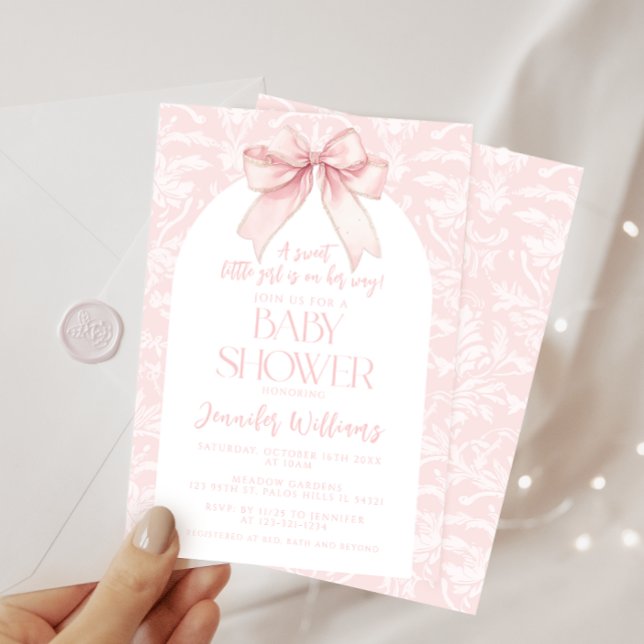 Invitación Un dulce novio rosado Boho Coquette Baby Shower (Subido por el creador)