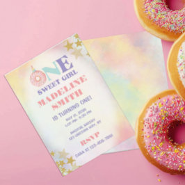 Invitación Un Dulce Pastel de Cumpleaños de Donas Unicornio