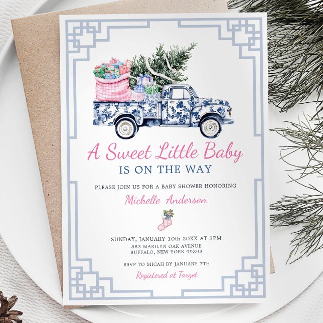 Invitación Un dulce pequeño bebé invierno Chinoiserie Baby Sh (Subido por el creador)