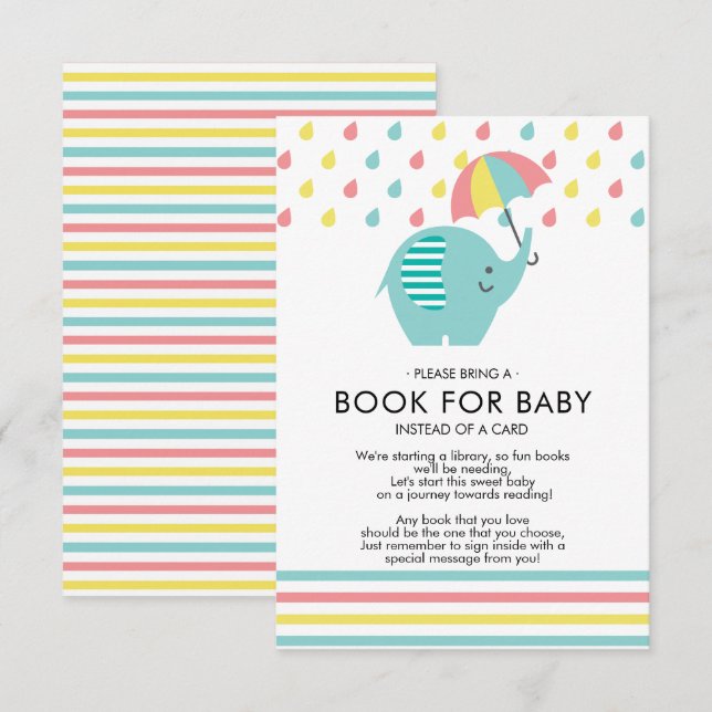 Invitación Un elefante divertido libro de Baby Shower para be (Anverso / Reverso)