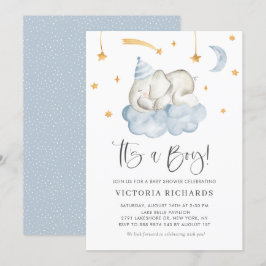 Invitación Un elefante durmiente lindo es un niño Baby Shower