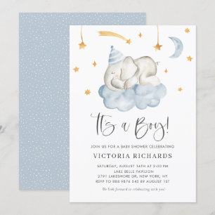 Invitación Un elefante durmiente lindo es un niño Baby Shower
