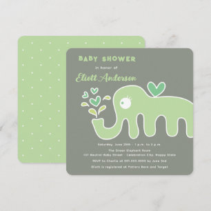 Invitación Un elefante elefante Personalizado verde suave Bab