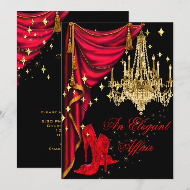 Invitación Un elegante asunto: Cumpleaños de la Lámpara de Or (Anverso / Reverso)