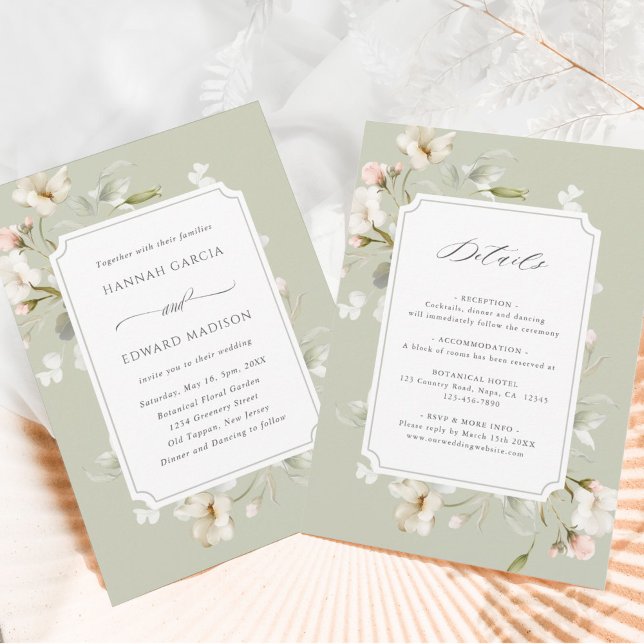 Invitación Un Elegante Boda Floral De Rubor En Blanco (Subido por el creador)