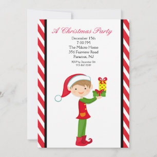 Invitación Un elfo lindo con un Fiesta actual de Navidades in