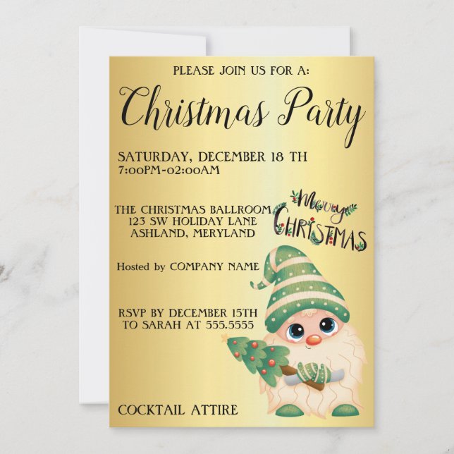 Invitación Un enano dulce con árbol de Navidad (Anverso)