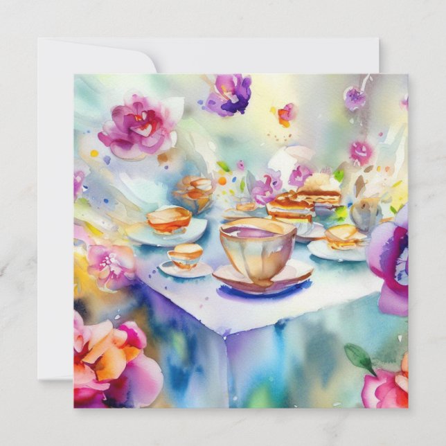 Invitación Un Encantador Fiesta De Té: Vibrante, Un Baby Show (Anverso)