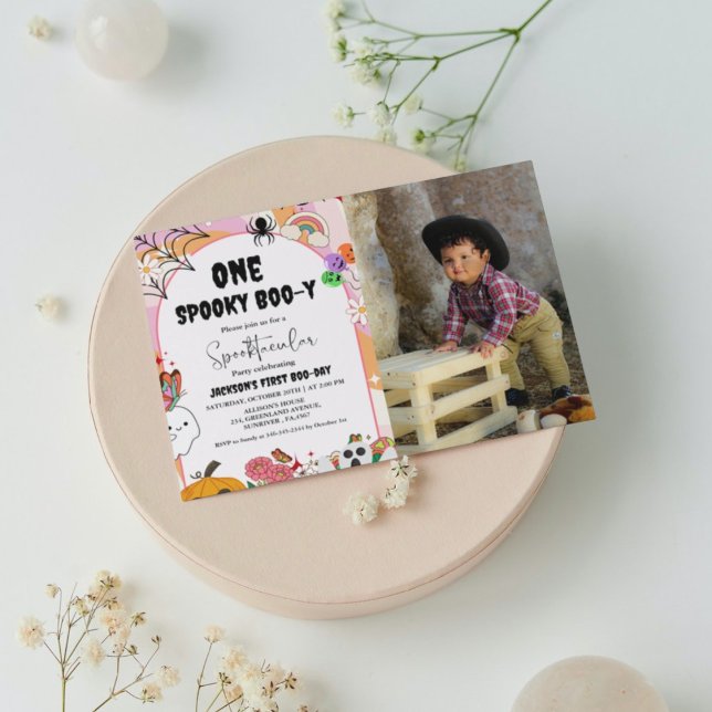 Invitación Un espeluznante Boo-y Ghost halloween groovy cumpl (Subido por el creador)