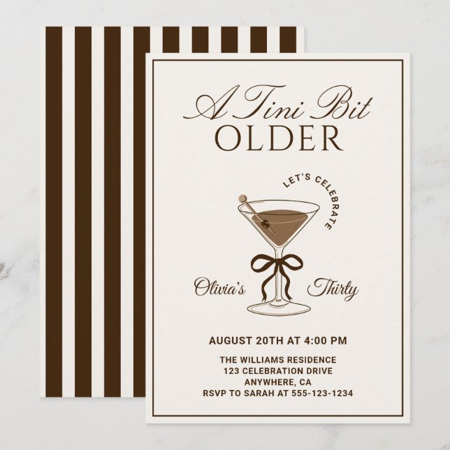 Invitación Un Espresso Martini Un Poco Más Viejo Cumpleaños 3 (Anverso / Reverso)