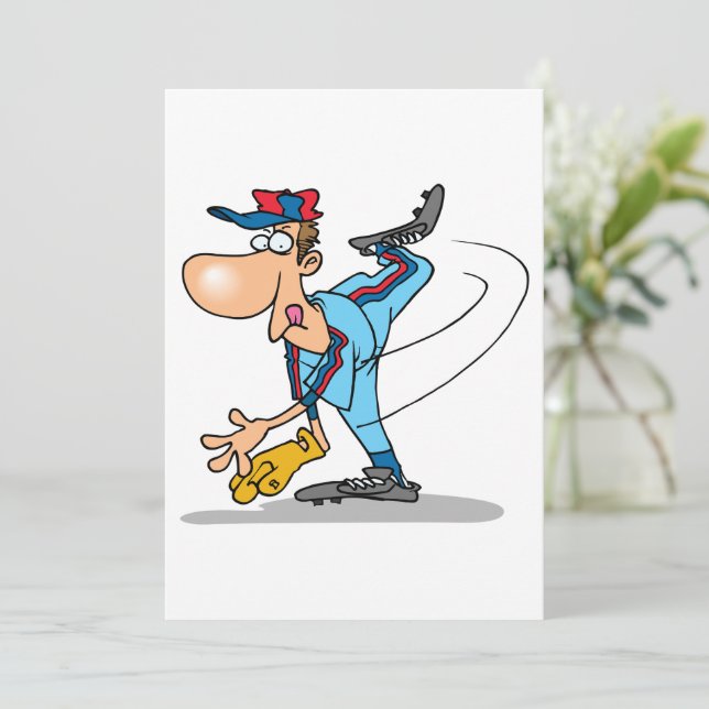 Invitación Un extraño lanzador de béisbol Personalizado lanza (Anverso de pie)
