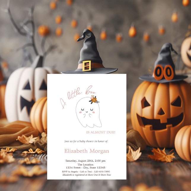 Invitación Un fantasma a rayas de Halloween un poco Boo lindo (Subido por el creador)