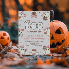 Invitación Un fantasma Babe Retro Halloween Segundo cumpleaño