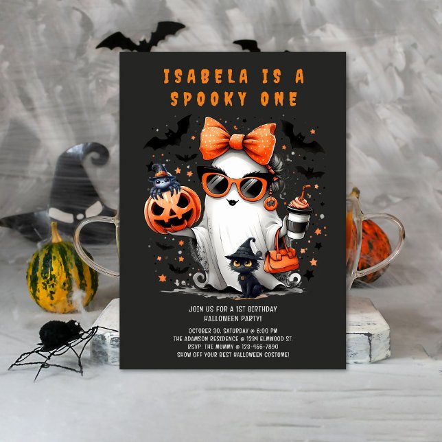 Invitación Un fantasma de Halloween primer cumpleaños Fiesta (Subido por el creador)
