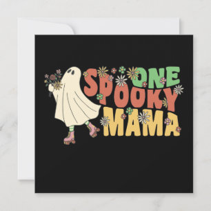 Invitación Un Fantasma De Mama Groovy Con Flores Vintage