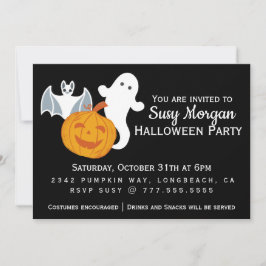 Invitación Un fantasma, un murciélago y un Fiesta de calabaza